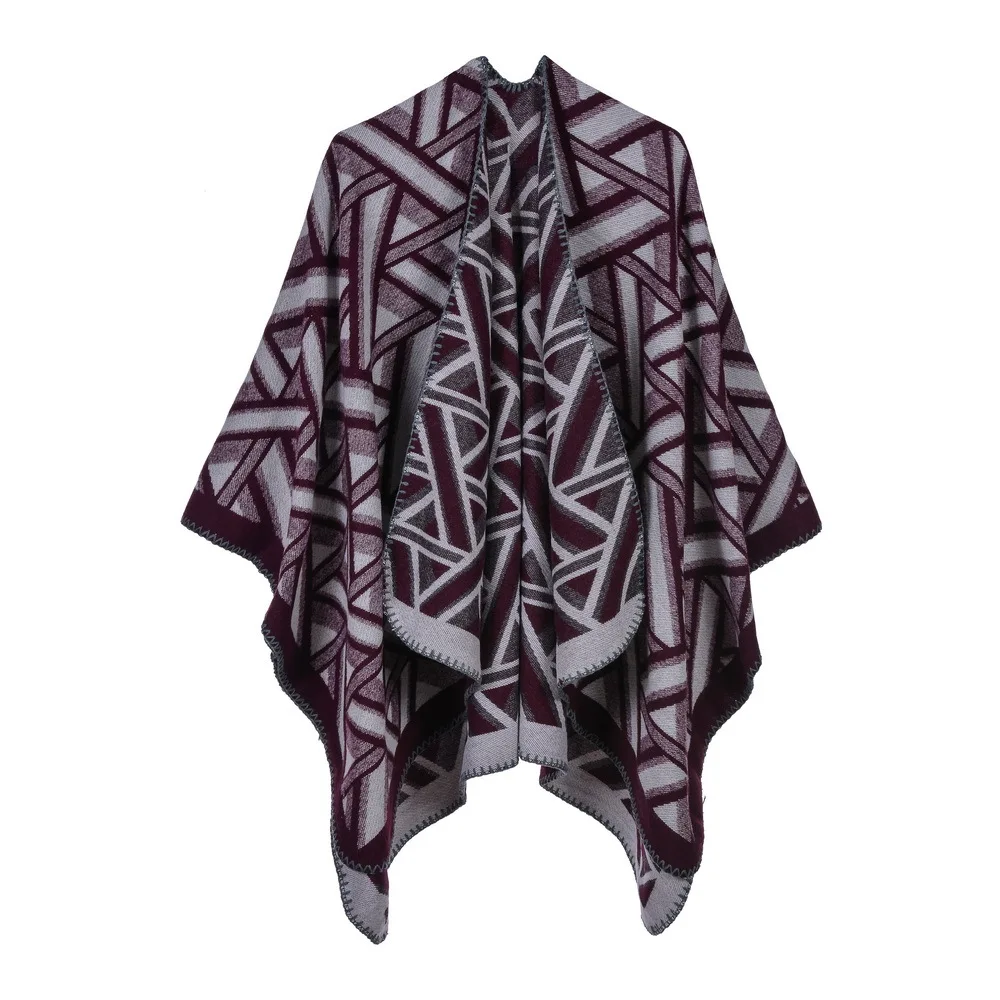 Новый женский шаль пончо свободный искусственный кашемир цветной блок