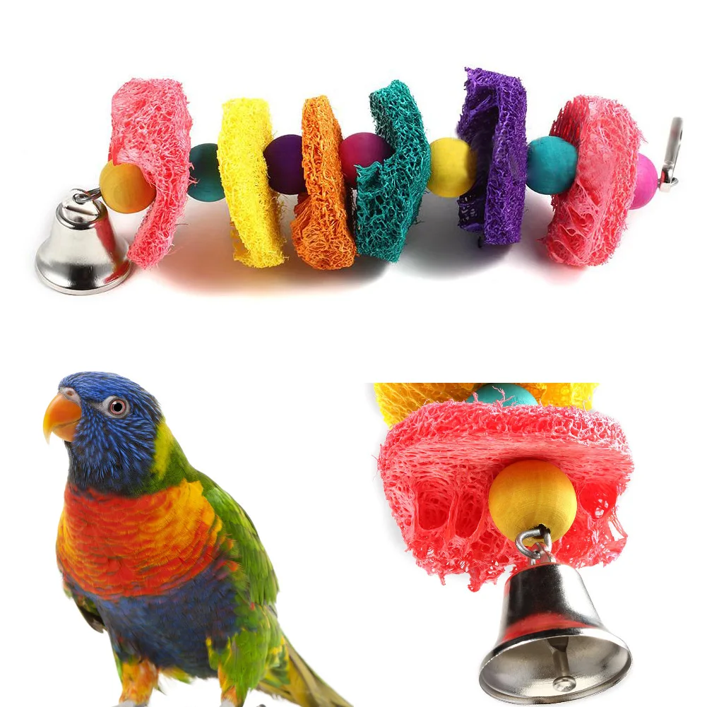 Птица игрушка попугай клетки Какаду Conure Жевательная люфа губка устойчивая к укусам Новинка