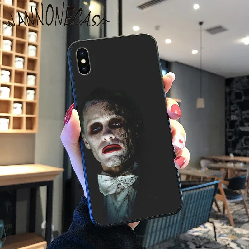 Seni Komik Joker Hitam Soft Shell Penutup Telepon untuk iPhone 8 7 6 6S Plus X XS MAX 5 5S SE XR 11 11pro Promax Ponsel