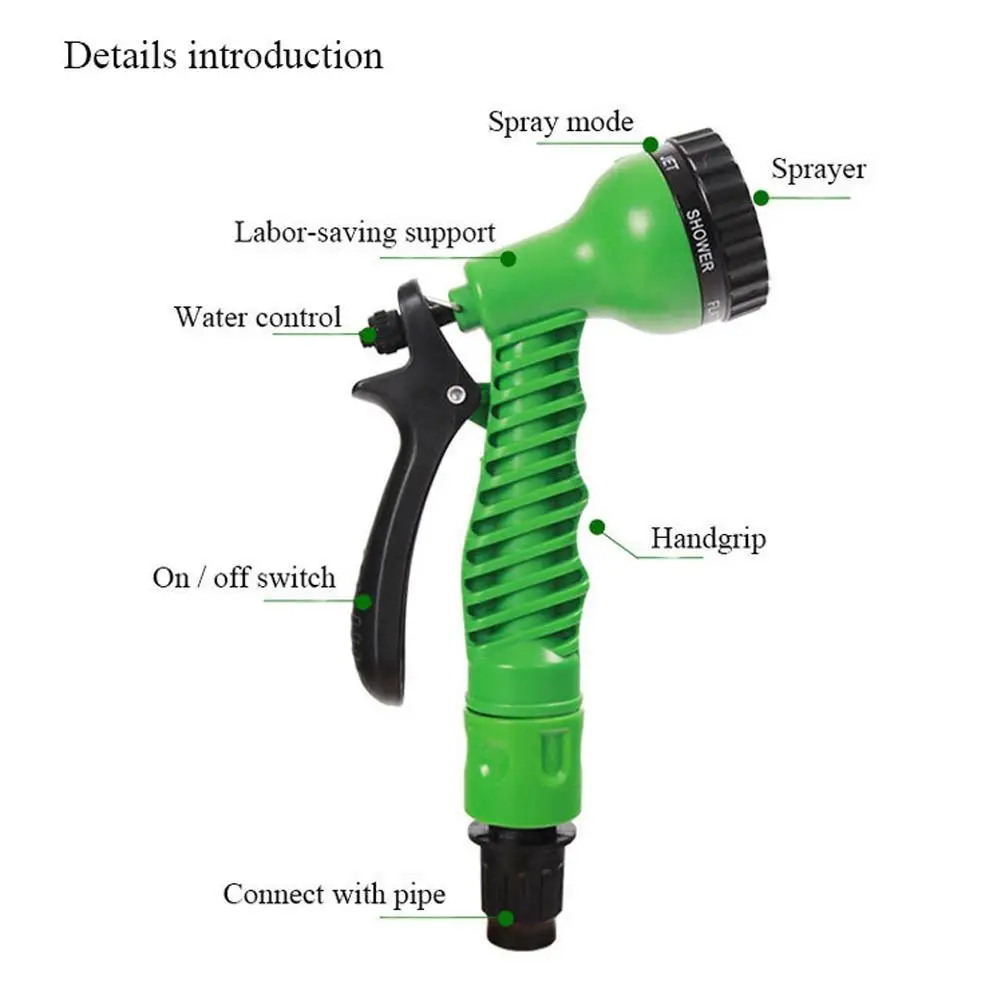 Expandable Garden Hose Watering Hose 7 Patterns Water Gun Sprinkler Car Cleaning Outdoor Supplies garden hose,expandable magic hose,expandable water hose,water hose,expandable hose