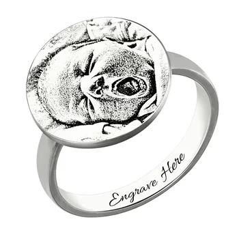 

Personalized Photo Ring Sterling Silver Engraved Photo Ring Mother's Ring Photo Jewelry