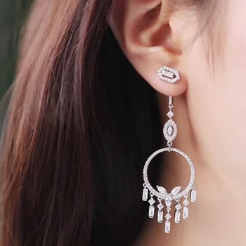 

Fashion exaggerated long rhinestone earrings female angry quality wild tassel earrings for women