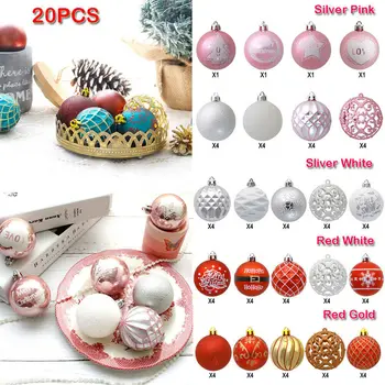 

20Pcs/set Glitter Christmas Ball Ornaments Xmas Tree Ball Bauble Hanging Home Wedding Ornament Decor Party Gift Decorations