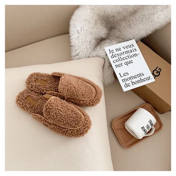 

2020 New Sheepskin Real Fur Slippers Women Wear Teddy Hair Shoe Winter Flat Slippers Women Home Sandals Wool Indoor Slippers