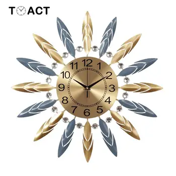 

luxury Diamond Large Wall Clocks Crystal Glass Metal Wall Clock For Living Room 3D Decoration Big Clocks Wall Watch Iron Gift