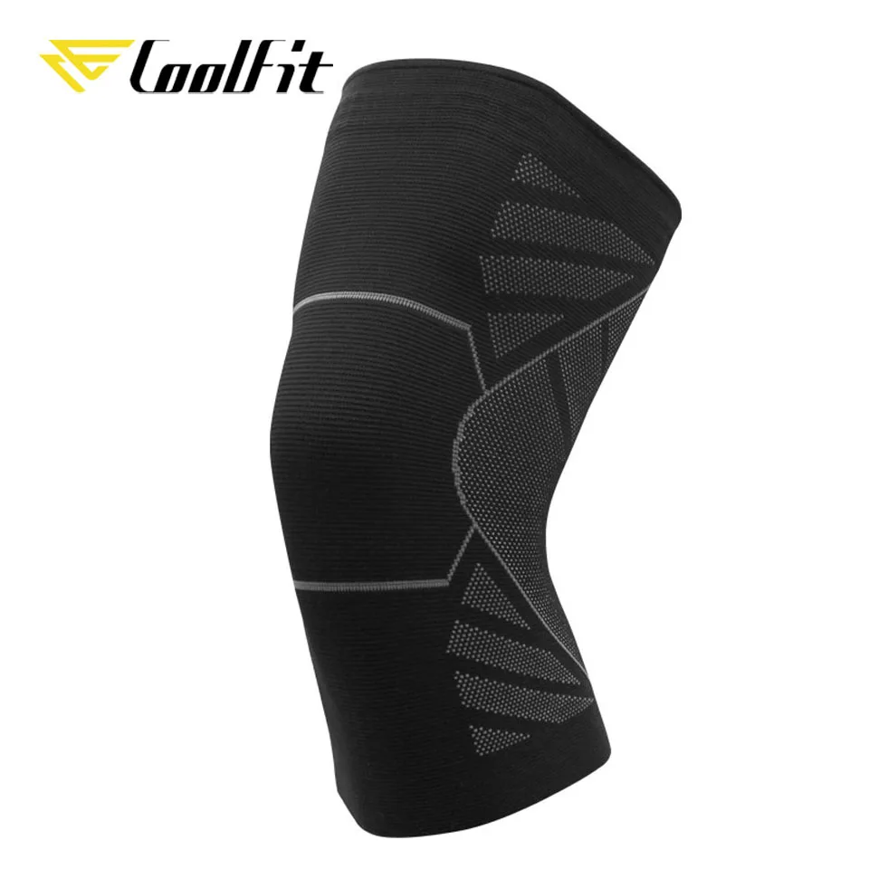 CoolFit 1 шт. эластичные наколенники нейлоновые спортивные наколенники для фитнеса наколенники фитнес-снаряжение коленный фиксатор для бега Баскетбол волейбол поддержка - Цвет: Black
