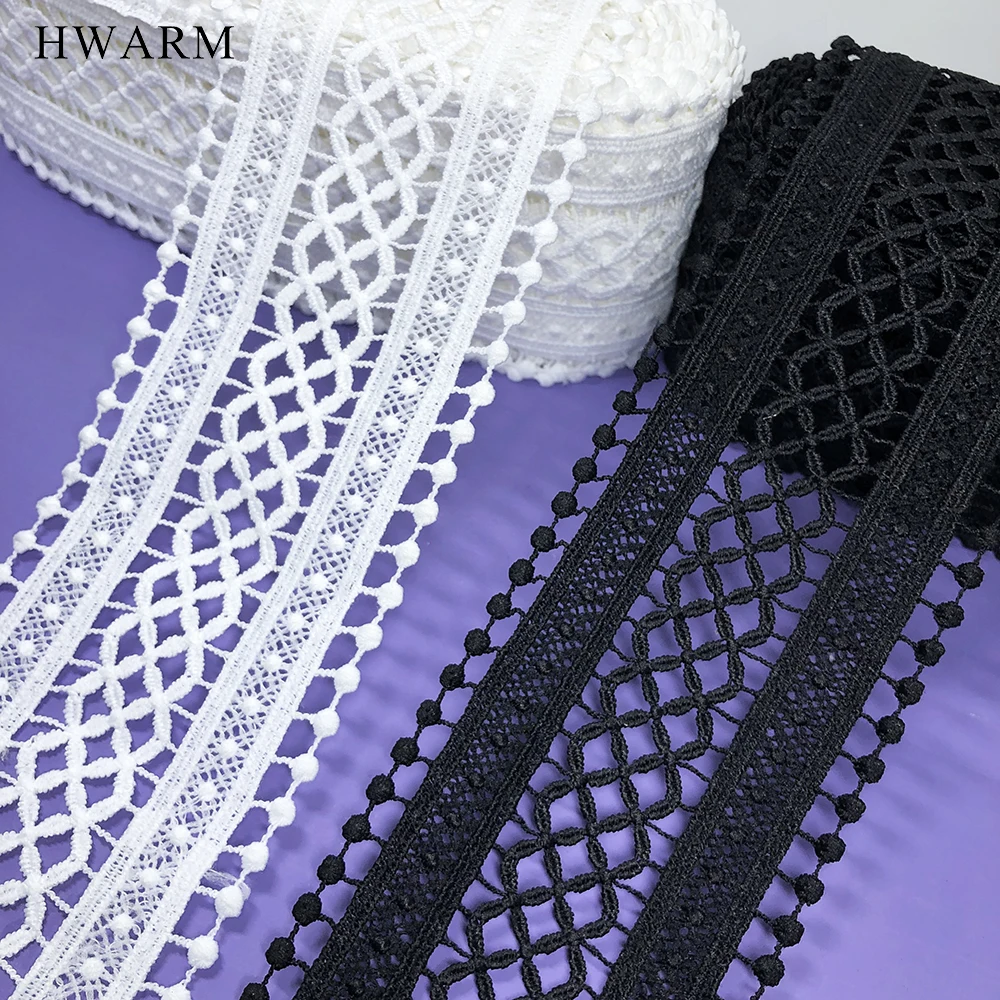

15yard White Black Milk Silk Embroidery Lace Fabric Ribbon Diy 8.5cm Hollowed Out Sewing Trim Unilateral Bar Code Dress Manual