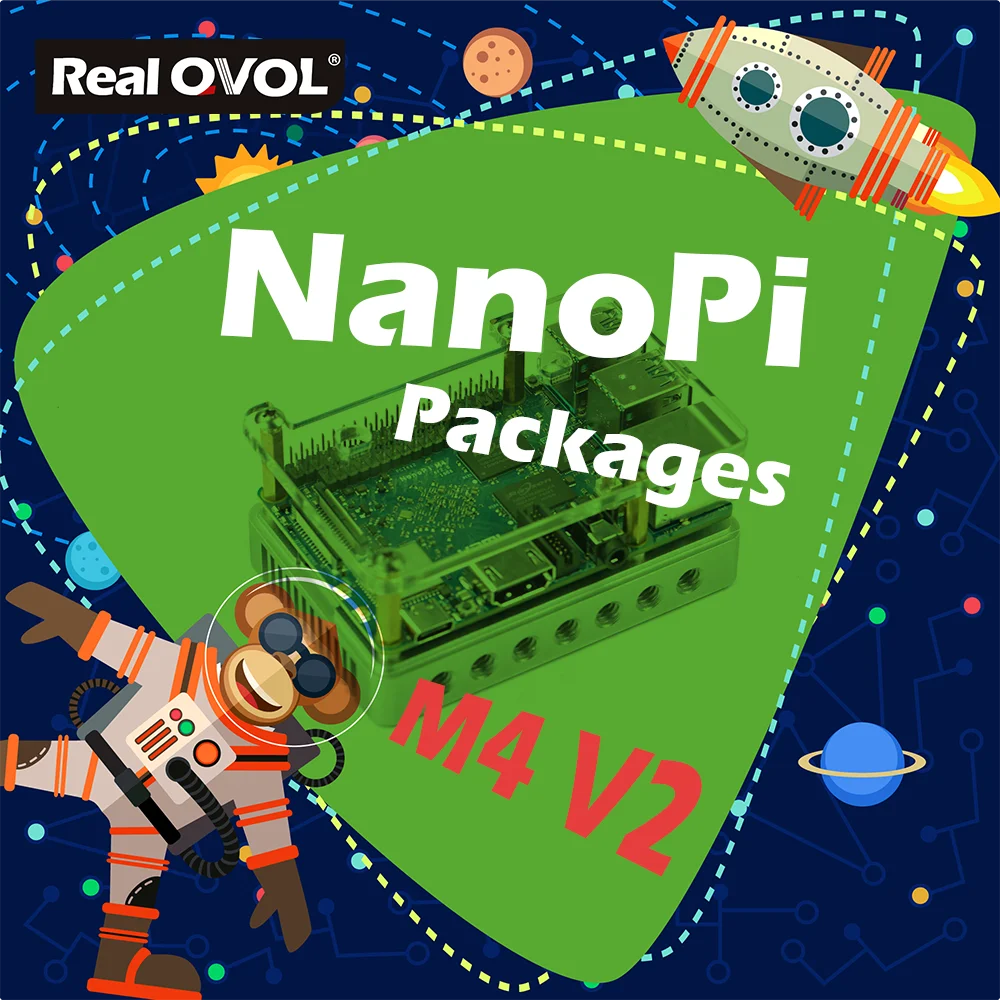  RealQvol FriendlyARM NanoPi M4V2 4GB Kit Package Rockchip RK3399 2.4G&5G dual-bandhas ports interfa