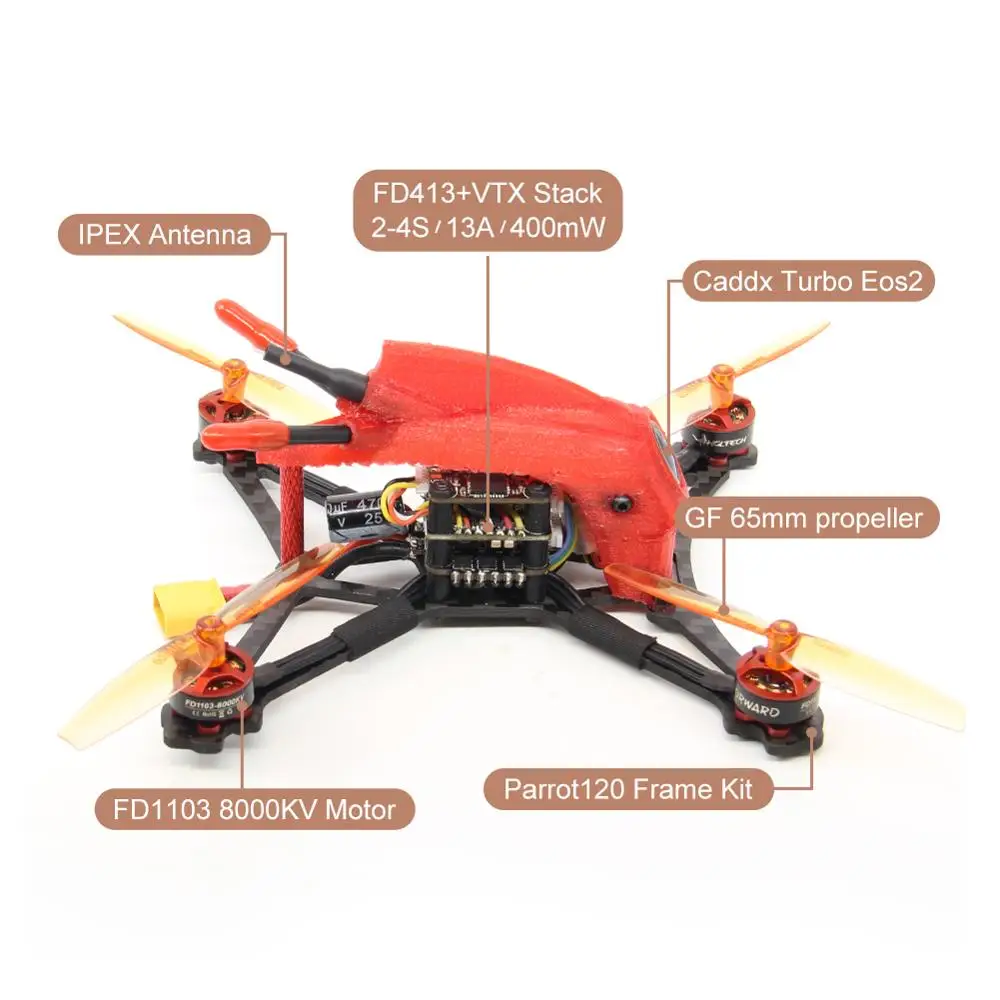 HGLRC Parrot120 FPV гоночный Дрон PNP 2-3S с F411 управлением полетом 13A 4в1 ESC 1103 мотор