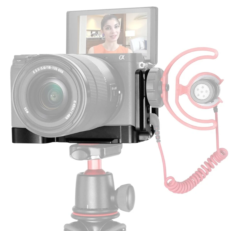 R006 для sony A6400 Vlog Quick Release L Plate вертикальный кронштейн держатель рукоятка, с холодным башмаком для микрофона штатив