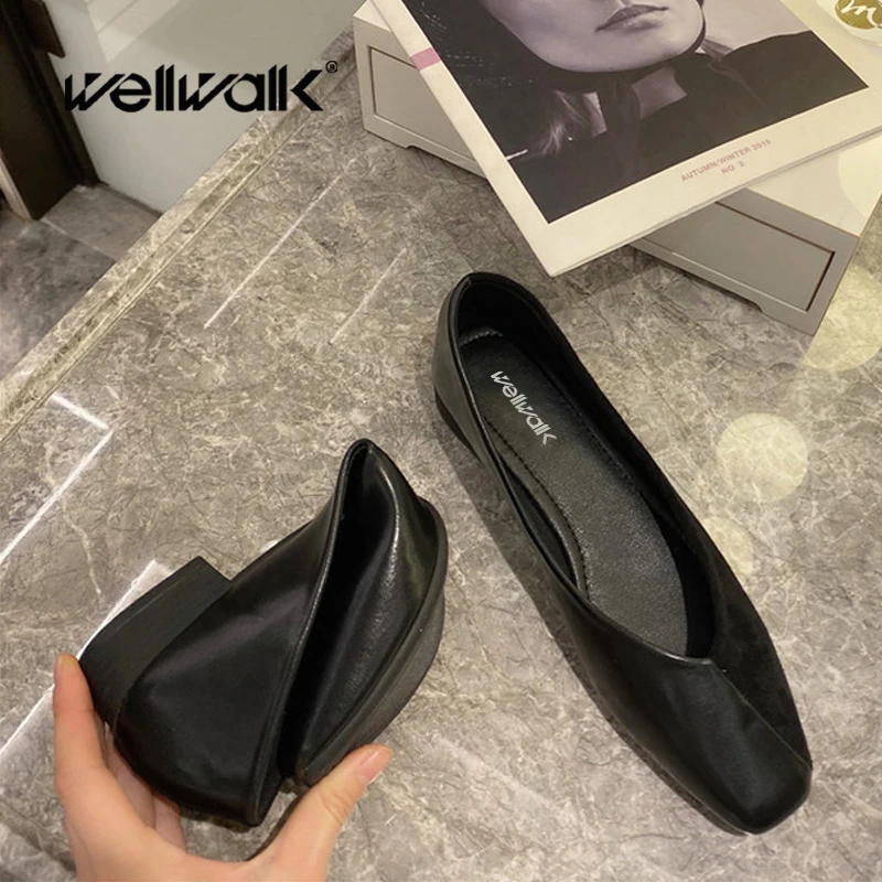 

Black Soft Moccasins Women Low Heels Shoes Square Toe Ballet Flats Female Slip On Loafers Ladies Suede Leisure Ballerinas 2020