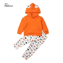 Коллекция года, брендовый спортивный костюм с животными, милый комплект одежды для маленьких мальчиков и девочек хлопковый комплект из толстовки с капюшоном и штанов, осенняя одежда для детей, 2 предмета