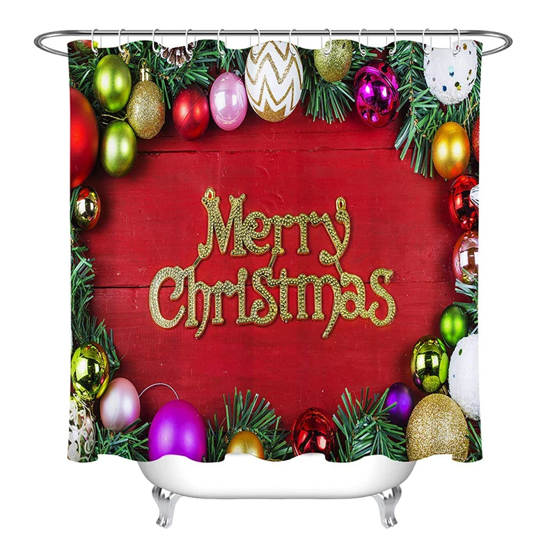 P Merry Christmas занавеска для душа для ванной с рисунком снеговика Санты креативная Водонепроницаемая занавеска для душа с новогодним декором - Color: P