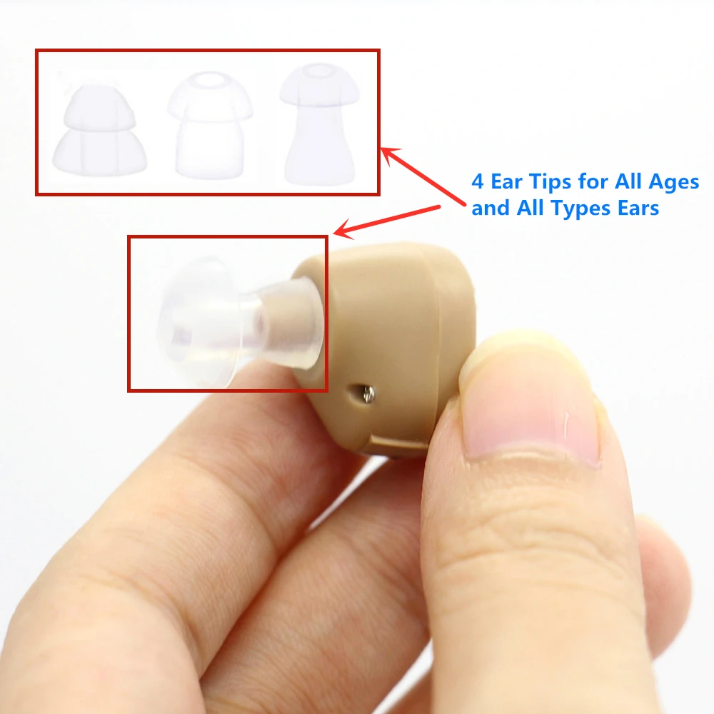 Слуховые аппараты для пожилых глухих голосовой усилитель звука Здоровье ушной уход инструменты мини невидимый слуховой аппарат с затычками для ушей батарея