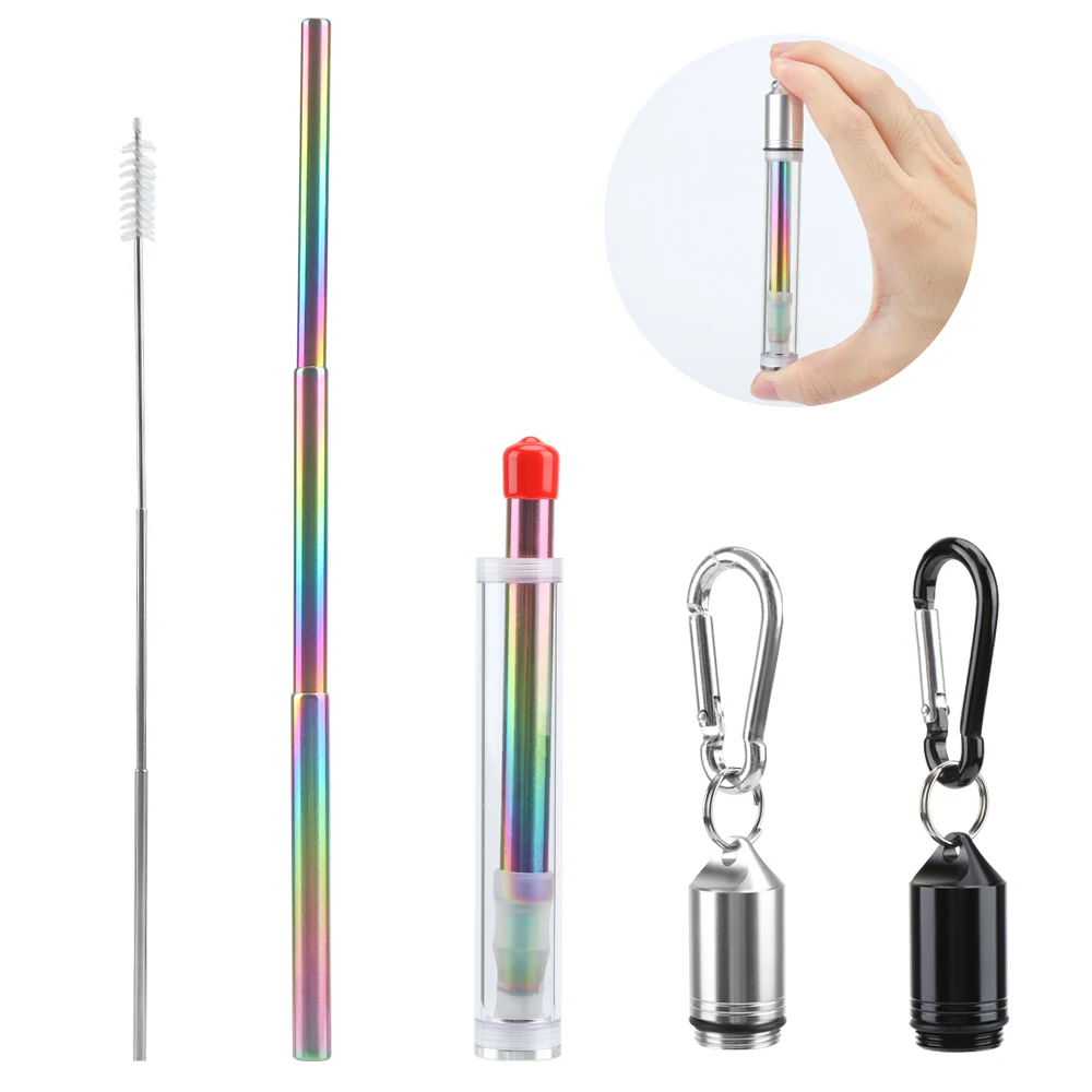 

Portable Stainless Steel Telescopic Drinking Straw For Travel Reusable Collapsible Metal Drinking Straw With Case And Brush