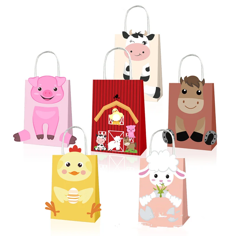 12pcs Farm Animal Happy Birthday Party Gift Bags Candy Goodies Favor ...