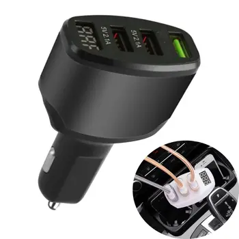 

High quality Quick Charge 3.0 Car Charger Lighter Adapter LED Screen Fast Charging Power Adapter 12-24V 3-Port USB 4.2A
