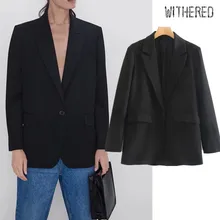 Увядший английский офисный Женский блейзер большого размера винтажный черный блейзер feminino Женский блейзер mujer женские блейзеры и куртки Топ