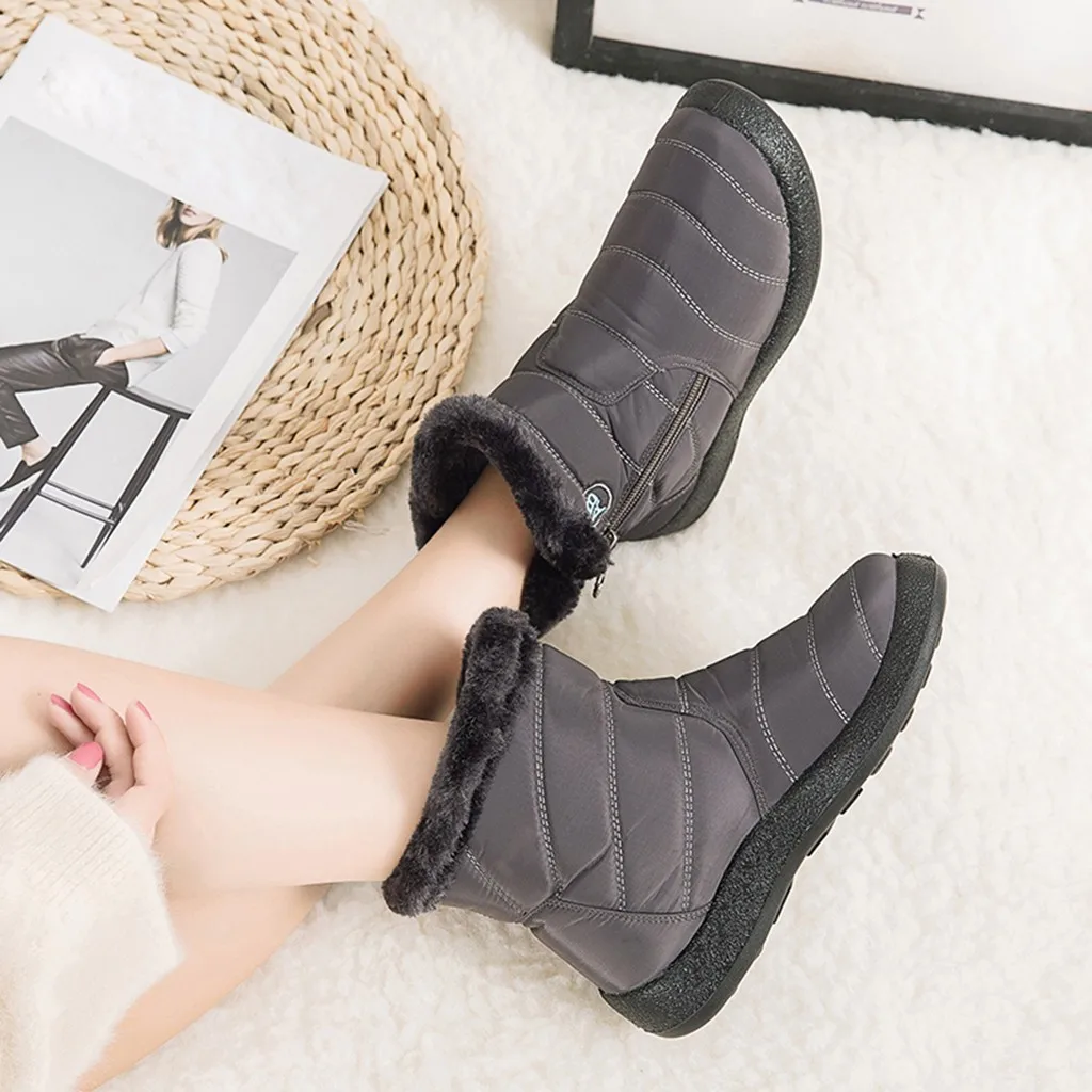 Waterproof Short Booties Women's Winter Warm Snow Boots With Plush Non-Slip Footwear Plus size 35-43 autumn and Winter Shoes
