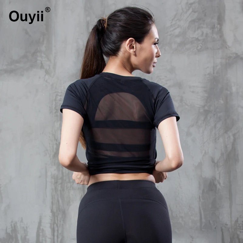 Для женщин Фитнес рубашка пикантные сетчатые Ppenwork Футболка Тренажерный зал