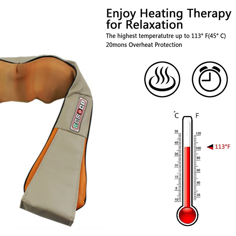 Scialle per massaggio elettrico a forma di U, riscaldato a infrarossi, impastatore 4D, dispositivo per massaggio Shiatsu per auto/casa, strumento per la cura del corpo, collo, spalle e schiena_voghion.com