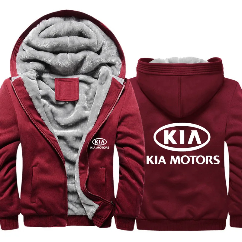 805 Мужские толстовки с логотипом KIA Car, мужская куртка с капюшоном, повседневные зимние плотные теплые флисовые хлопковые куртки на молнии, мужские спортивные костюмы - Цвет: 805
