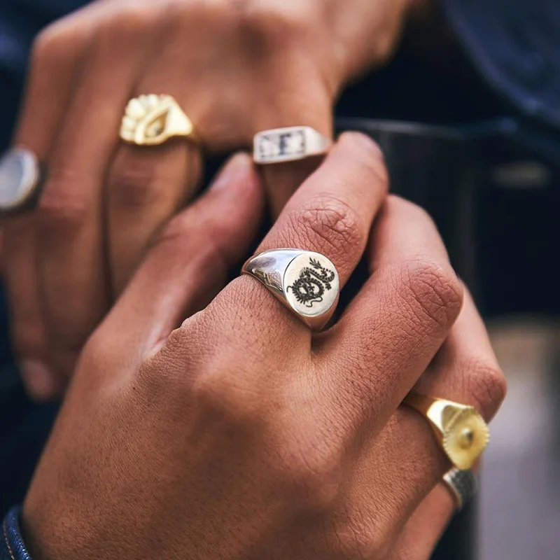 

CLASSY MEN BLACK POLISHED PINKY RING STAINLESS STEEL REY SIGNET RINGS UNISEX JEWELRY