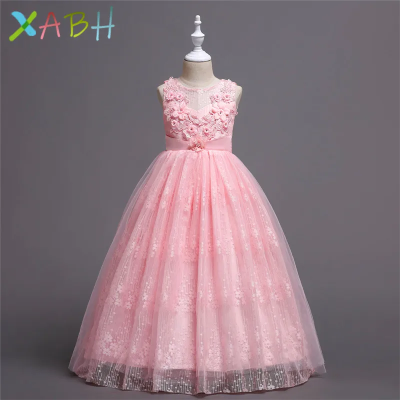 

Kids Girls Clothes Flower Fancy Bridesmaid Kids Dresses Children Princess Dress long Gown Pageant Party Performance Cosutme
