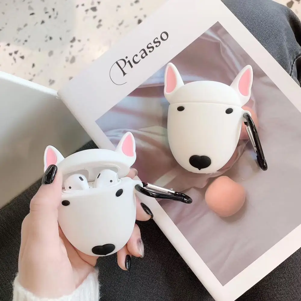 

Cute Cartoon Bull Terrier Dog Headphone Case For Apple Airpods Wireless Headset Lovely Puppy Silicone Protection Earphone Cover