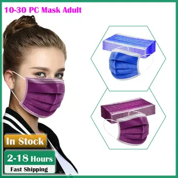 

In Stock Solid Disposable mascarillas Face Mask masques Women Man Non-woven 3Ply Activated Carbon PM2.5 Foggy Haze 10-30PCS Mask