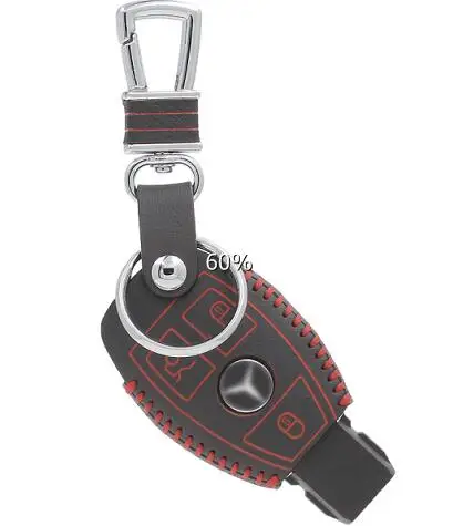 Кожаный чехол для ключей автомобиля Mercedes Benz W203 W210 W211 AMG W204 C E S CLS CLK CLA SLK 2008- key2s - Название цвета: Красный