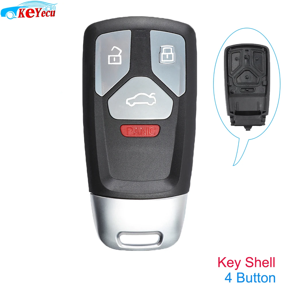 KEYECU 4 кнопки умный пульт дистанционного ключа корпус Fob для Audi TT A4 A5 S5 Q5 Q7 SQ5-up