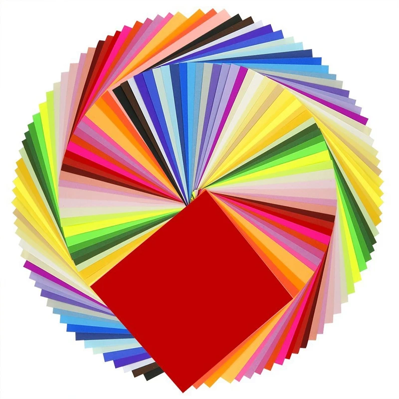 New-Origami Paper 50 Vivid Colors Double-Sided 200 Sheets Premium Quality 15cmx15cm for Arts and Crafts Projects - Same Color Bo | Дом и сад