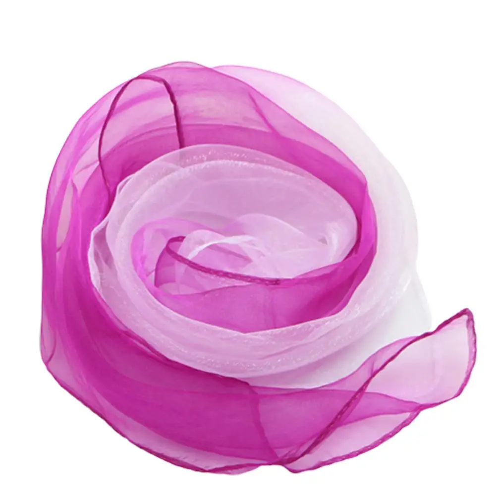 HiMISS 20 Pieces Solid Color Gradient Color Silk Scarf Dancing Performance Dedicated Colorful Shawl Square Scarf