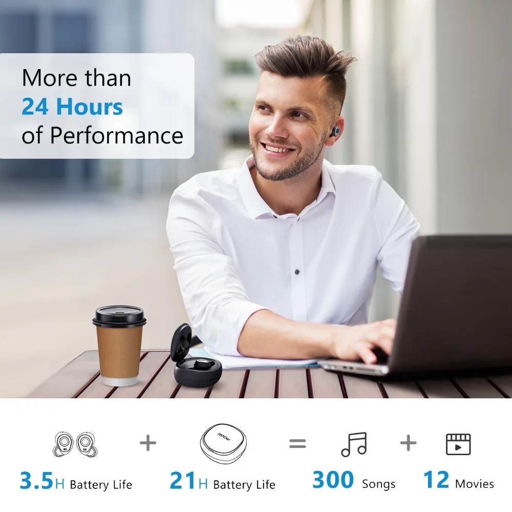 Mpow T3 Bluetooth 5.0 Earphones HD Stereo 24H Playtime Wireless TWS Earphones With Dual Noise Cancelling Microphones For iPhone (5)