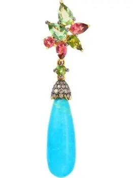 

Jay VI pendant with turquoise, cubic zirconia and diamonds in Yellow Gold