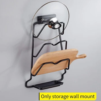 

Modern Cooking Utensil Home Organizer Storage Holder Save Space Wall Mounted Multifunction Kitchen Pot Lid Rack Durable