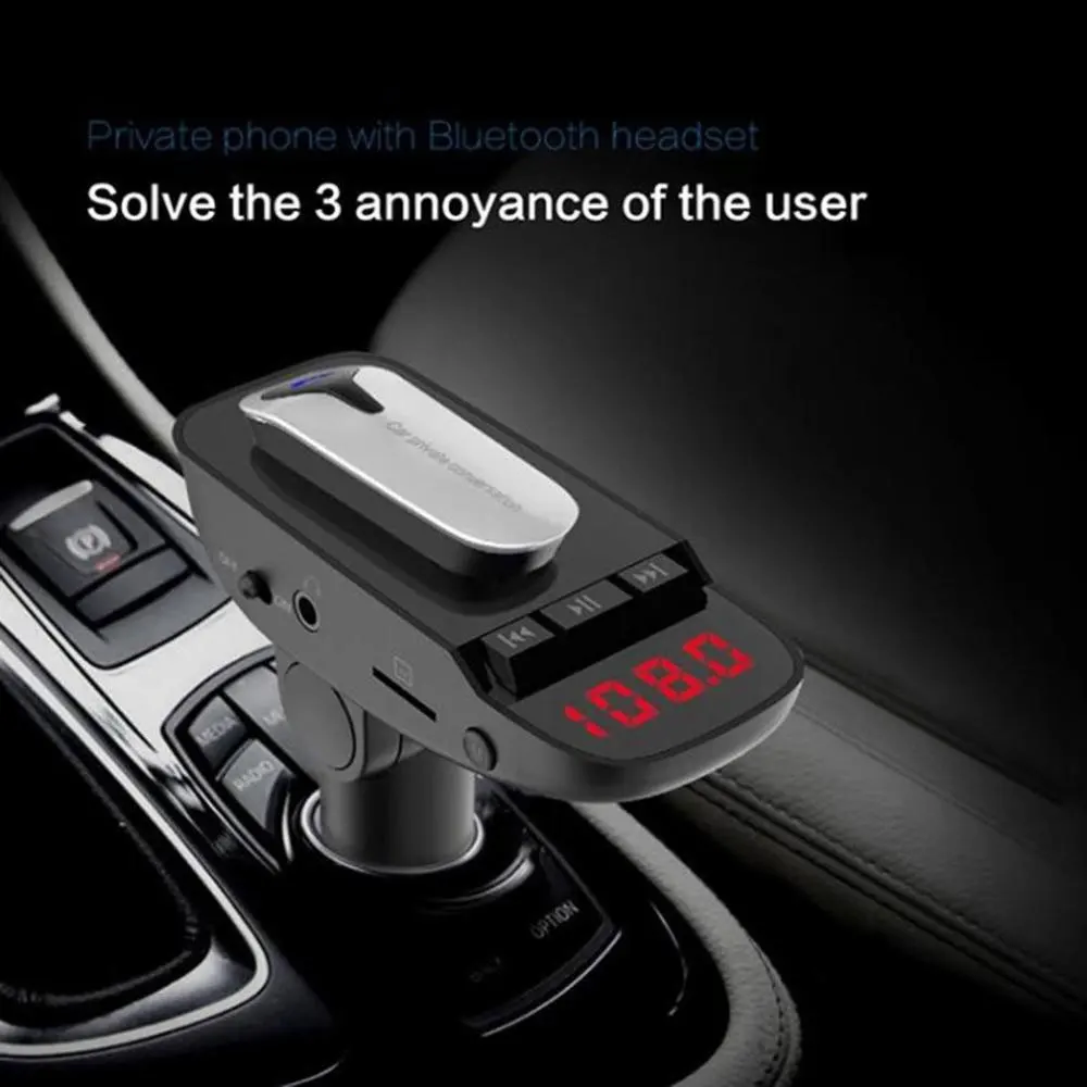DSYCAR 1 шт. ER9 авто беспроводной Bluetooth громкой связи FM передатчик MP3 плеер с наушником