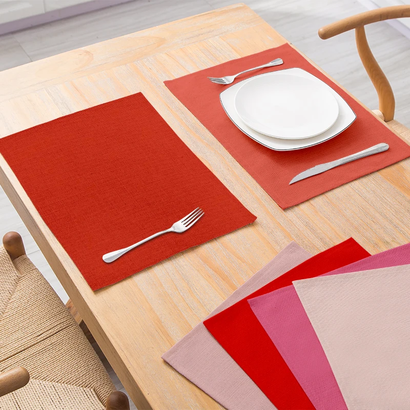 KitchenPlacematSolidColorStyleWaterproofTableMat42X32PinkRed