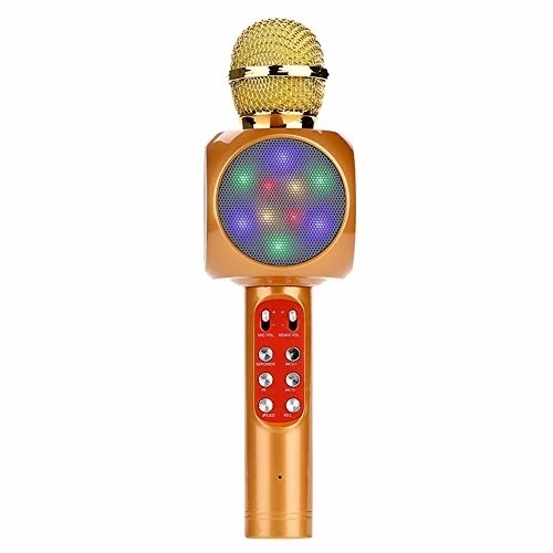 Gold Оригинальная версия WS1816 ручной микрофон беспроводной Bluetooth микрофон KTV караоке микрофон динамик USB СВЕТОДИОДНЫЙ светильник Pk Ws858 - Цвет: Gold
