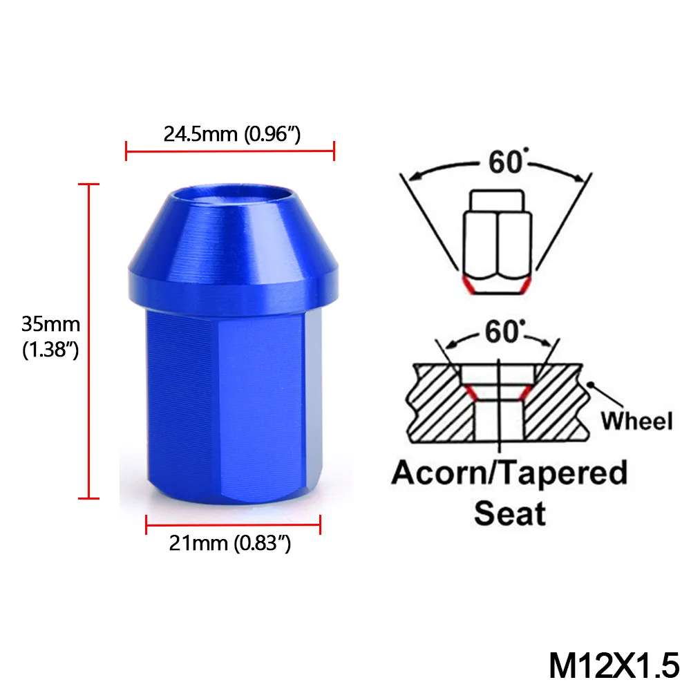 Модифицированный автомобиль 12X1. 5/1. 25 гайка ступицы 6061 высокопроизводительная гайка ступицы из алюминиевого сплава