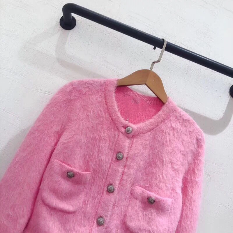 LINGHAN модный однотонный свитер пальто женские Элегантные вязаные кардиганы кашемировый свитер дизайнер осень зима