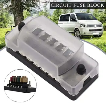 

Circuit Fuse Block 6 Way Automotive Blade Fuse Holder Box For Autos Airplanes Tankers Ships with negative function stickers