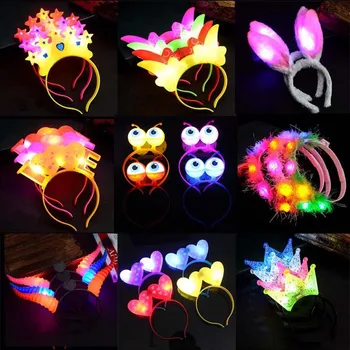 

1PCS Women Girl LED Flashing Glow Headband Crown Heart Light Up Hairbands Glow Wreath Concert Party Wedding Supplies