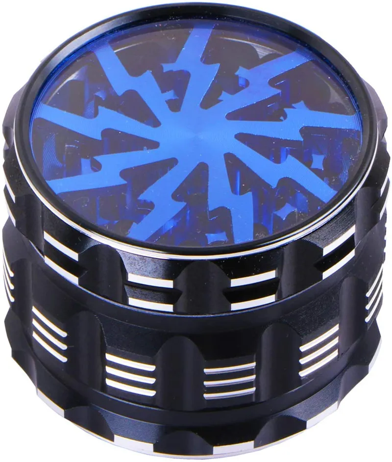 Ausma Aluminum Alloy 63MM 4-layer Herbal Spice Grinder Smoking Herb Transparent Lightning-Shaped Spice Cutter