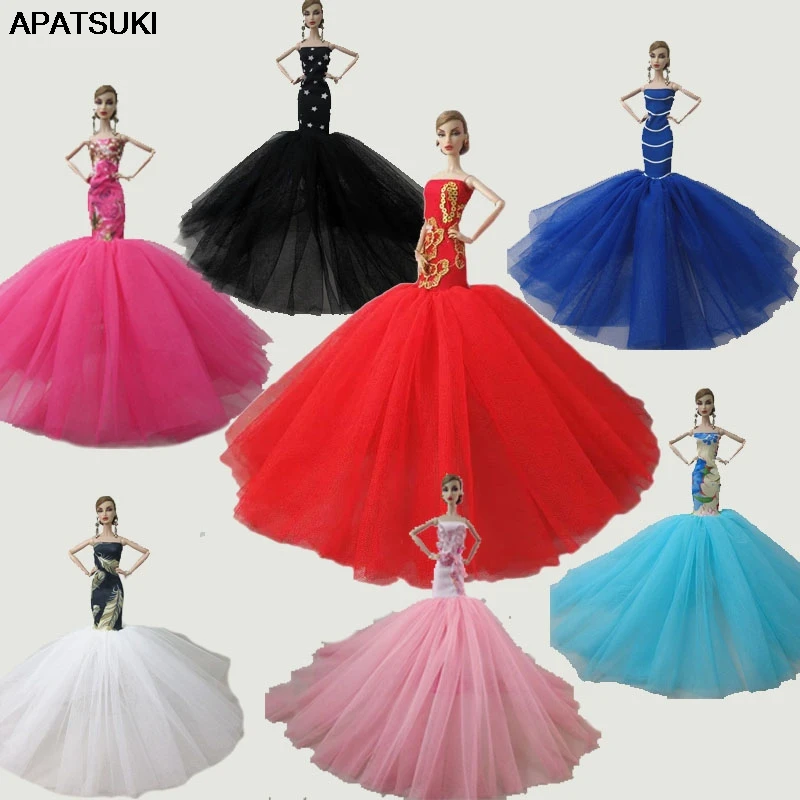Abiti Da Sirena Di Moda Per Barbie Doll Senza Spalline Fishtail Abiti Da Festa Di Nozze Per Barbie 1/6 Doll Collezione Limitata Fatta A Mano