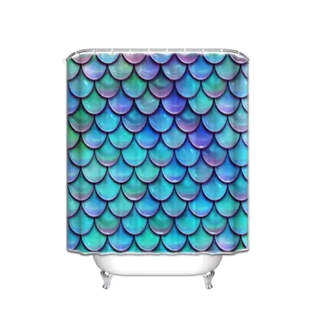 

Fish Scales Purple Blue Fabric Shower Curtain, 60 x 72-Inch