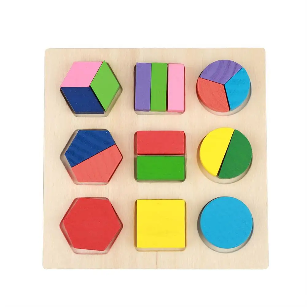 3D Деревянные Пазлы настольные Игрушки Tangram головоломка Пазлы для детей развивающие игрушки для малышей деревянные подарки - Цвет: One third