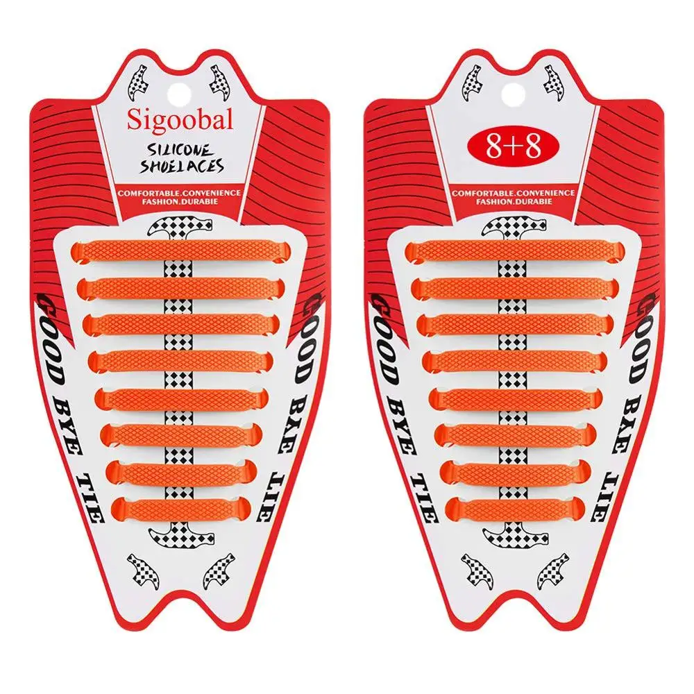 Эластичные шнурки, силиконовые шнурки для обуви, без шнурков, практичный и удобный, для мужчин и женщин, ленивые шнурки, с пряжкой, для отдыха, спорта, плоские шнурки - Цвет: 16pcs-Orange