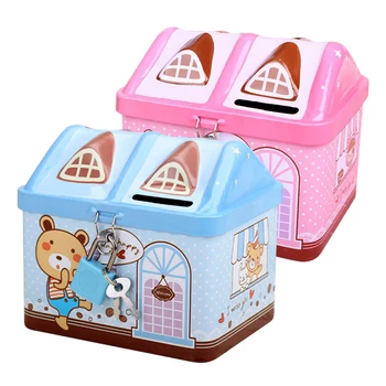 

Interesting Educational Imitate Piggy Bank House Tin Piggy Bank Cartoon Change Jar Metal Toy For Children Birthday Best Gift